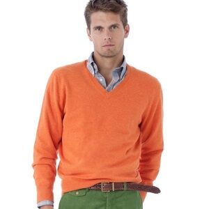 J. McLaughlin Orange Long Sleeve V‎ Neck Sweater Size XL